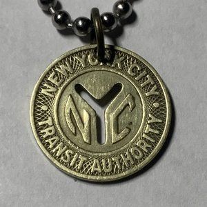 Vintage Circulated NYC 1953 New York City Subway Token Pendant. Wear History!